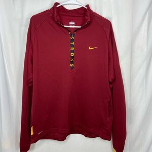 NWOT Nike men’s live strong fit dry maroon gold yellow quarter‎ zip jacket large